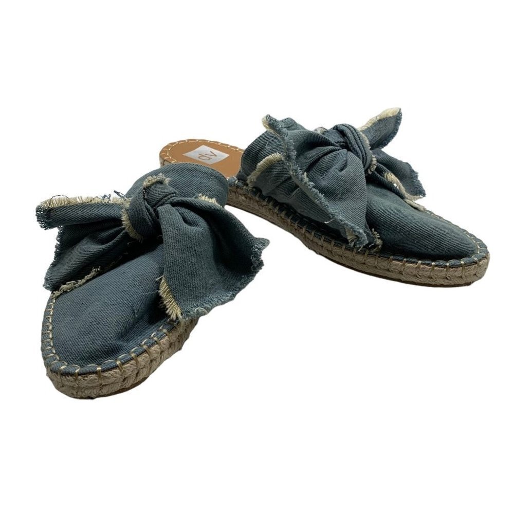 DV by Dolce Vita Blue Denim Knotted Bow Espadrille Slip On Mules Size 11